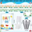 Potchen 31 Pcs Ofishally One Birthday Party Decorations 12 Fishing Bait Buckets 1 Bait Bar Accessories Sign 18 Fishing Food Labels First Birthday Party Supplies for Baby Shower Buffet Decors