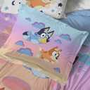 Jay Franco Bluey & Bingo Toddler Comforter Set - 4 Piece Bed Set Includes Sheet Set & Pillow Covers - Super Soft Clouds & Stars Kids Bedding