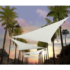 Amgo 10' x 10' x 10' White Triangle Sun Shade Sail UPF50+ Canopy Awning AGSLT, 95% UV Blockage, Water & Air Permeable, 200GSM Heavy Duty Commercial and Residential (We Make Custom Sizes)