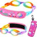 Kids Swim Goggles Age 2-6, Toddler Goggles No Hair Pull,Child Goggles Padded HeadBand