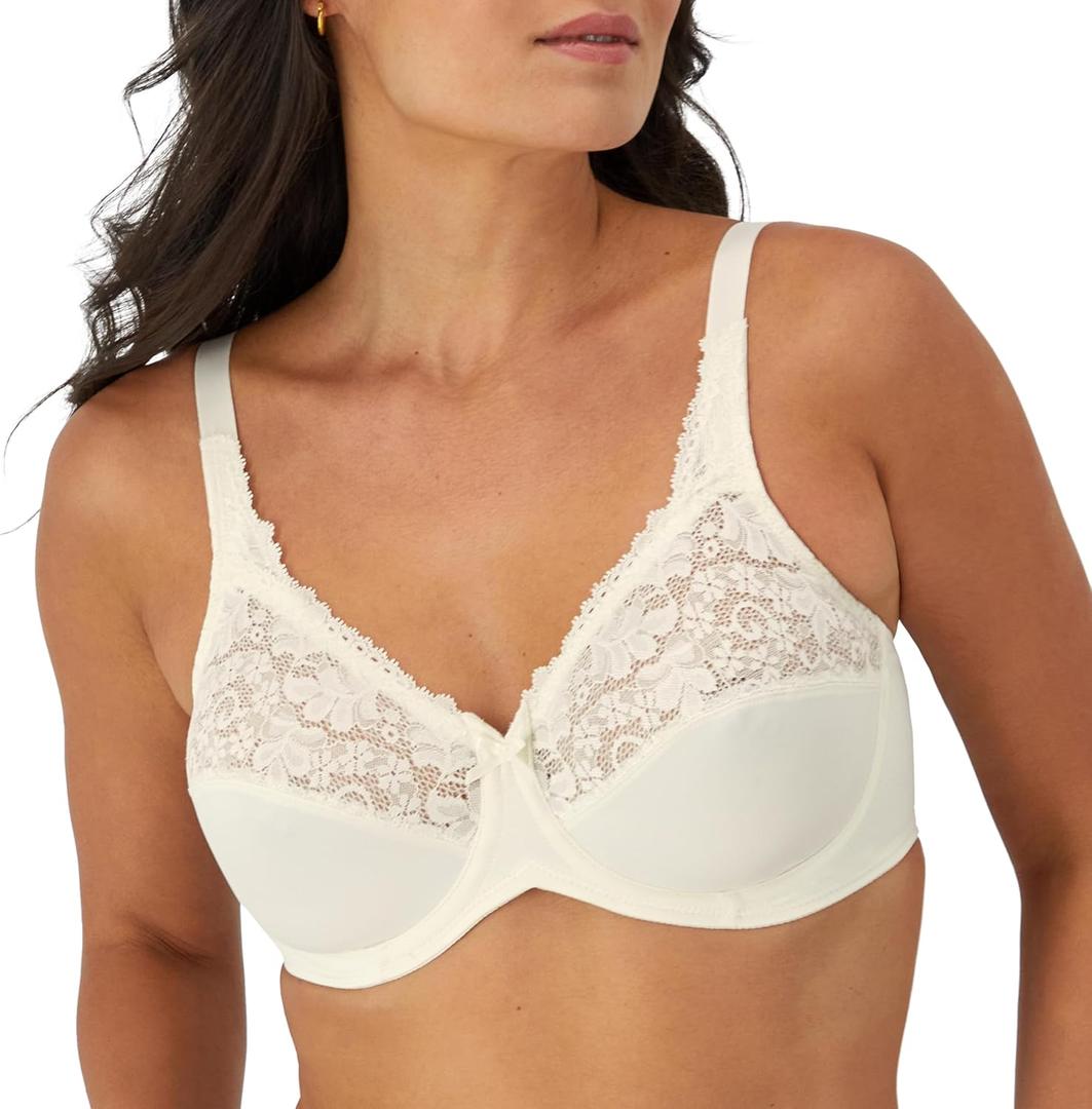 Bali Women's Lilyette Minimizer Underwire Bra with Lace Trim, Microfiber Full Coverage Bra (36DDD, Pearl)