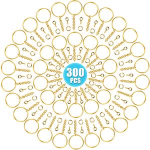 Keychain Rings Kit for Crafts Gold, PAXCOO Includes 100Pcs Split Key Ring with Chain, 100pcs Jump Rings and 100pcs Screw Eye Pins for Resin Keychain Making