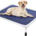 Veehoo Chew Proof Elevated Dog Bed - Cooling Raised Pet Cot - Silver Aluminum Frame and Durable Textilene Mesh Fabric, Unique Designed No-Slip Feet for Indoor or Outdoor Use, Blue, Medium, CWC2003