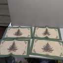 Artoid Mode Xmas Tree Gifts Vinyl Christmas Placemats Set of 4, 12x18 Inch Washable Plastic Non-Slip Woven Winter Table Mats for Party Kitchen Dining Decor (Green)