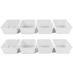 Humble Crew Toy Storage Bins for Kids, Set of 8, White, Large - Sturdy, Colorful Plastic Storage Bins for Classroom, Playroom, Nursery, and More - Premium Toddlers Toy Organizer Bins
