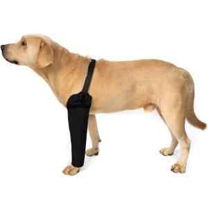 Dog Recovery Sleeve - Front Leg Only, Cone Collar Alternative, 2.5mm Thick Waterproof Abrasion-Resistant Pet Leg Sleeve, Washable, Prevents Licking/Biting & Keeps Wounds Dry (Black, L)