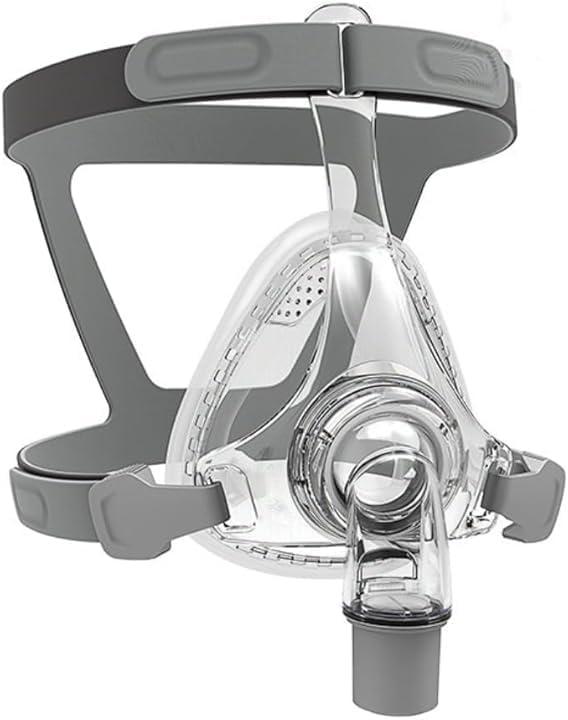 Full Face CPAP MASK, Includes Headgear, Cushion, Frame and Elbow/Swivel (M)Grey