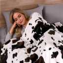 Cozy Bliss Cow Print Fuzzy Throw Blanket for Couch - Thick Soft Warm Non Shedding Fleece Blankets for Western Dcor Room, for Kids, Women Men Girls, Black Brown 40"*50"
