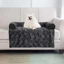 Calming Medium Dog Bed for Couch, 35 x 31 inch Removable Couch Cover for Dogs Washable, Non-Slip Fluffy Plush Dog Sofa Mat for Furniture Protector - Dark Grey