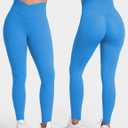 Sunzel Sunlissia Hidden Butt Lifting Scrunch Workout Leggings for Women Crossover High Waist Yoga Pants with Tummy Control (Blue, XL)