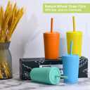 Homestockplus Reusable Wheat Straw Cups with Lids and Silicone Straws, 10 Oz Chip Resistant E-Co Friendly Small Water Cups for Milk, Drinks, Smoothies - 4 Colors