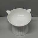 Ceramic Raised Cat BowlTilted Raised Cat Bowl Anti Vomit Cat Bowls for Indoor Cats Whisker Friendly Pet Feeder for Cats Puppies, Microwave and Dishwasher Safe (White)