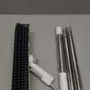 Floor Scrub Brush with Long Handle, 3 in 1 Scrape and Heavy-Duty Stiff Bristle Scrubber Brush for Cleaning Shower Bathroom, Patio, Pool, Garage, Kitchen, Wall and Deck (White, 1 Pack)