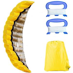 Dual Line Parafoil Kite Outdoor Large Stunt Parachute Kites with 2 Handle 30m Line Yellow, Kids Kite
