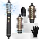 3 in 1 Rotating Hair Dryer Brush Spinning with Detachable Brush(2" & 1.5"),Negative Ionic Brush Blow Dryer 100-120V,3 Heats and 2 Speeds Rotating Hot Air Brush for Curling,Straight,Drying