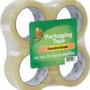 Duck Brand Standard Packaging Tape Refills - 4 Extra Long Rolls of Clear Packing Tape - Shipping, Mailing and Moving Supplies - 3" Core - 1.88 Inch x 100 Yards, Clear (240593)