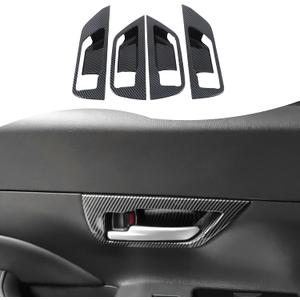 PIUGILH Inner Door Handle Bowl Cover Compatible with Toyota Grand Highlander 2024 2025 Accessories, Interior Protective Inner Door Handle Bowl Frame Cover, Carbon Fiber Color