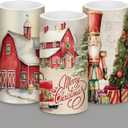 Retisee 3 Pcs Retro Rustic Christmas Flameless Candles with Remote Vintage Christmas Battery Operated LED Candle Retro Nostalgic Xmas Decor for Rustic Xmas Holiday Dining Table Bedroom Living Room