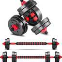 Adjustable-Dumbbells-Sets,Free Weights-Dumbbells Set of 2 Convertible To Barbell A Pair of Lightweight for Home Gym,Women and Men Equipment (red 30lbs(15lbs*2))