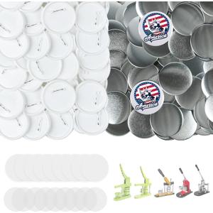 100 Sets Button Maker Supplies, 2.95 inch / 75mm Button Parts Buttons Supplies, Approx. 3 in Blank Badge Parts with Blank Paper for Buttons Maker Machine Pin Maker Press