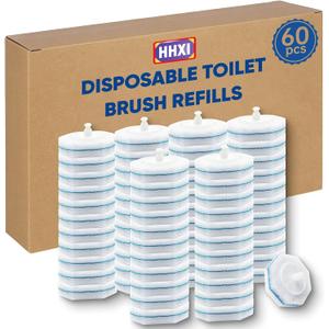 60Ct Disposable Toilet Brush Refills, Toilet Bowl Cleaner Refills, Bathroom Cleaning, Disposable Prefilled Cleaning Scrubbers, Compatible with Most Toilet Brushes