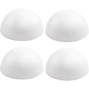 Crafjie 4PCS 8 Inchs White Foam Balls Half Round Polystyrene Half Foam Balls Craft Supplies Hemispherical Christmas Craft Ballfor DIY Home Craft Project and Art Decoration