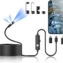 Endoscope Camera with Light,1920P HD Borescope Tools with 8 Adjustable LED Lights, Endoscope with Semi-Rigid Snake Camera, IP67 Waterproof Inspection Borescope for iOS and Android-16.4ft Dual-Lens