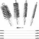 50 in Pipe Cleaning Kit, Stainless Steel Bristles Brush Set, Tube Brush with 4 Flexible Rods,Wire Brush with Hex Shank for Drill,4 PCS Pipe Brush for Auto Parts, Bottles, Tubes,Drain