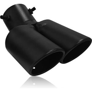Exhaust Tip Dual Muffler Exhaust Tips, Double Outlet Bending Muffler Tail Pipe Car Stainless Steel Tail Pipe 2.5"/63mm Inlet Dual Curved Muffler Tip Bevel Port Modification Accessories(Black)