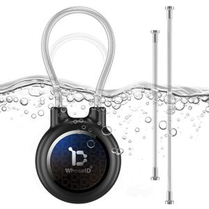 WhoseID Compatible with Apple Airtag Case Keychain Holder, IPX8 Waterproof Air Tag Cases Easy Twist-Off Cap with Durable Matel Keyring for Luggage, Item Finder, Backpack, Kids(Black, 1-Pack)