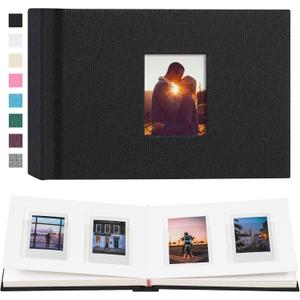 56 Pockets Instax Mini Photo Album for 2x3 Pictures, Linen Hardcover Polaroid Photo Album with Writing Space, Polaroid Album Book for Fujifilm Instax Mini Instant Camera (Black)