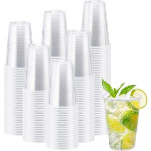 Lamosi 300 Pack 12 oz Clear Plastic Cups,12 Ounce Disposable Cups, Cold Drinking Cups for Party, Picnic, BBQ, Travel, Halloween, Christmas, Events