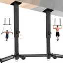 Upgraded-24" Ceiling Mount Pull Up Bar for Garage/ Basement/ Rafter - Heavy Duty 800LBS Adjustable Height Multi-Grip Chin Up Bar, Ceiling Joist/ Beam