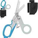 6-in-1 Multi-Functional Trauma Shears,Outdoor Auxiliary Tools, Emergency Rescue Equipment,Folding Tactical Emergency Trauma Shears, with Glass Breaker and Leather Case