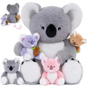 OUOZZZ Koala Stuffed Animal with Babies Inside - 12" Plush Toy with 4 Baby Koalas - Gift Present Toys for Girls & Boys