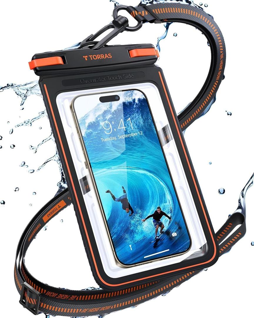 TORRAS IPX8 Waterproof Phone Pouch Floating, Underwater Screen Touchable, Water Proof Case with Lanyard for iPhone 17 Pro Max 16 S25, Cellphone Dry Bag Cruise Essentials 7.0 inch, Black