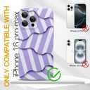 for iPhone 16 Pro Max Case, Cute Irregular Purple and White Stripes Pattern Aesthetic Design, Camera Lens Protection Slim Soft TPU Shockproof and Anti-Scratch Protective Cover for Girls Women