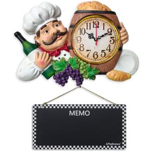 iPreference 2 in 1 Wall Clock and Black Board with Chef Décor Display and Leave Your Message on The rewritable Black Board, Decoration/ Home/ Kitchen/ Restaurant/ Bar