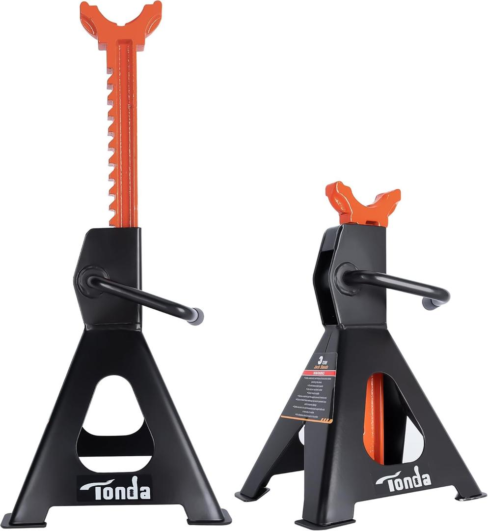 TONDA Jack Stands 3 Ton, Extra Tall Heavy Duty Car Jack Stand, 13.39-21.06 inch Adjustable Height for Lifted Truck, SUV, MPV and UTV/ATV, Black, 1 Pair