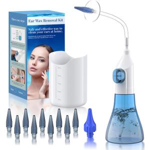 Ear Wax Removal, Ear Cleaner, Ear Wax Removal Kit, Ear Wax Removal Tool, Manual Ear Irrigation Flushing System, Ear Cleaning Kit for Adults & Kids (Blue)
