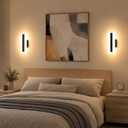 Modern Dimmable LED Wall Sconces Set of 2, 7W Black Wall Lights 3000K Warm White, Hardwired Indoor Wall Sconce with Acrylic Shade Wall Mount Light Fixtures for Bedroom, Hallway, Stairway, Living Room Black-Warm White-Dimmable, 2 Pack