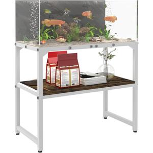 Mondazie 20 Gal High Rimless Fish Tank Stand with Shelf, 2 Tier Metal Aquarium Stand, Breeder Tank Turtle Reptile Terrariums Stand Rack for Home Office, 24" L x 12" W (Stand Height is 20.5’’), White