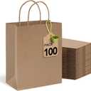 MESHA Brown Kraft Paper Bags 10x5x13 Inch 100Pcs, Large Gift Bags with Handles Bulk,Reusable Shopping Bag for Business Merchandise Retail Birthday Kids Party Favors