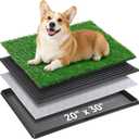 Dog Grass Pet Loo Indoor/Outdoor Portable Potty, Dog Litter Box, Artificial Grass Patch Bathroom Mat and Washable Pee Pad for Puppy Training, Full System with Trays (Pet Training Tray, 20"x30")