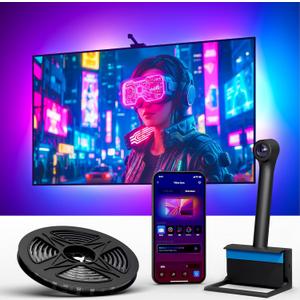 Ailofy Smart TV LED Backlight with Camera for 75-85 inch Screens, 16.4ft LED Strip Lights Sync to Screen& Music, Color Changing Lights for TV Compatible with Alexa & Google Assistant, App Control