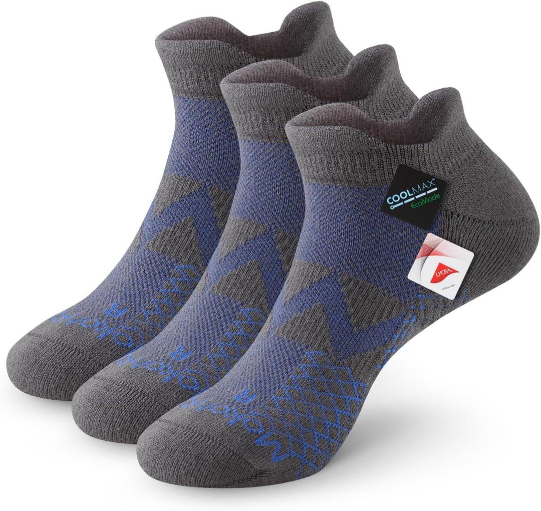 Diabetic Ankle Socks for Men Women, Moisture-Wicking Non-Binding Cushioned Neuropathy Sock, 3 Pairs (Gray)