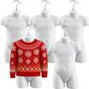 Tioncy 5 Sets of White Toddler Child Mannequin Torso Hollow Back Body Stackable Dress Form with Hanging Hook 20.5 x 12.6 Inch PP Material for T-Shirt Display, Countertop, Craft Exhibitions, Size 5t-7