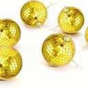 6 Pcs Gold Mirror Balls: 3.2" Inch Hanging 60s 70s DJ Light Mirror Disco Ball for Themed Party Wedding Christmas Tree Home Bands Decorations