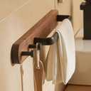 Rustic Burnt Wood Bathroom Towel Bar with Metal Rod, Wall Mounted Bath Towel Rack Bathroom Hook Row Hook 58cm 22.83