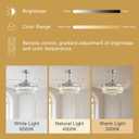 Modern 48 Inch Dimmable Crystal Fandelier, Retractable Blades Ceiling Fans with Light and Remote, Invisible LED Ceiling Fan Light Kit for Bedroom-Polished Chrome